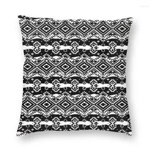 Almohada azteca tribal ikat dibujada a mano patrón blanco y negro cubierta decoración del hogar vintage boho étnico para sofá