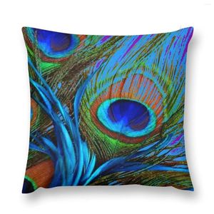 Oreiller bébé Blue Peatock Feathers Abstract Throw Couvre de couvercles de canapé décoratif