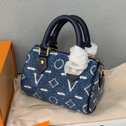 Sac d'oreiller Mini sac à bandoulière pour femme 16x10 cm denim imprimé classique matériel doré boucle en métal haut fourre-tout de luxe sac à bandoulière sac sous les bras sacs de maquillage dégradé sacoche