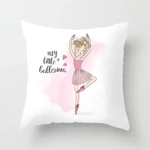 Oreiller Ballet Dancing Girl Cover 45x45 Cartoon Dance Imprime-oreiller tai-oreiller Velvet Bedroom Living Room Decoration J1793