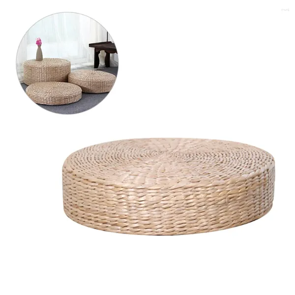 Oreiller baie fenêtre tissé à la main Tatami Paille tisser le matelas au sol japonais rond tissage cercle jet de chaise de yoga