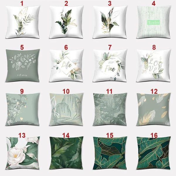 Oreiller Bean Green Floral Series Home Office Decoration Coup de chambre Suif Caxe de voiture