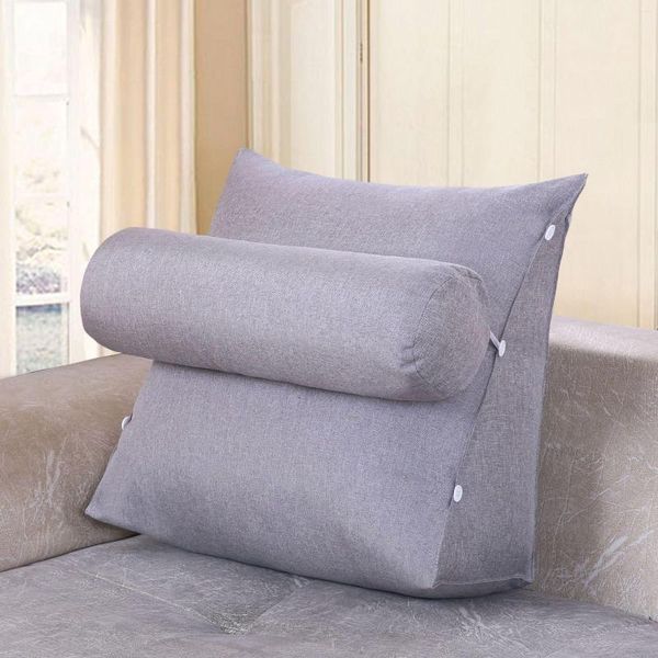 Almohada cama silla Triangular cabecera Lumbar S para sofá descanso cintura soporte trasero decoración del hogar