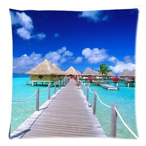 Kussen beddengoed strandlandschap cover aangepaste decoratieve kofferbak stoelauto zachte polyester kussensloop