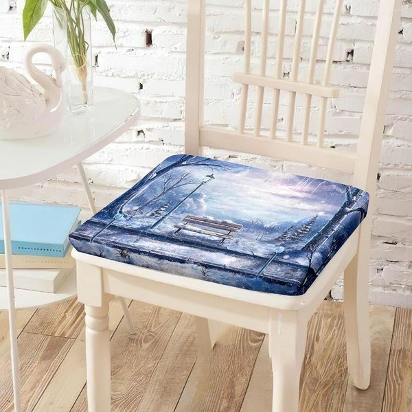 Banc d'oreiller, chaise imprimée de neige d'hiver, manteau doux lavable en Machine, extensible, bords exquis, coussin pour lire, regarder la télévision, décor