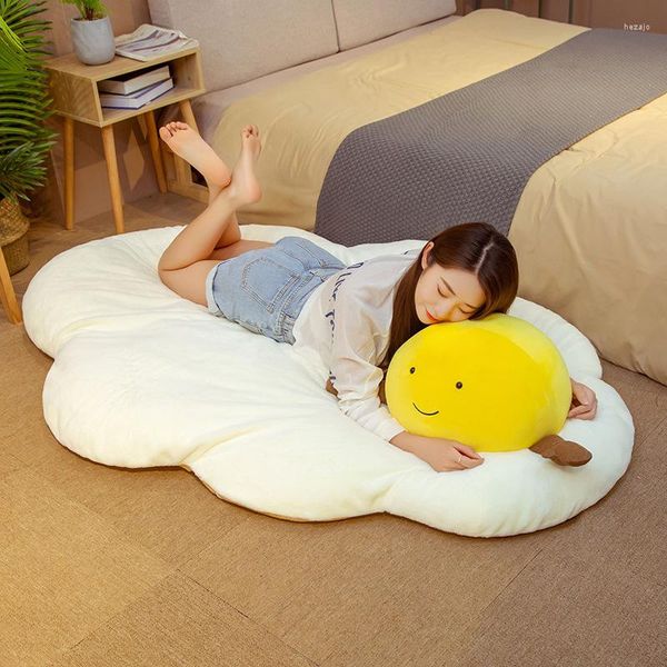 Oreiller grande taille paresseux Tatami siège pour adultes enfants Kawaii dessin animé oeuf forme peluche peluche chaise baie fenêtre Futon Pad