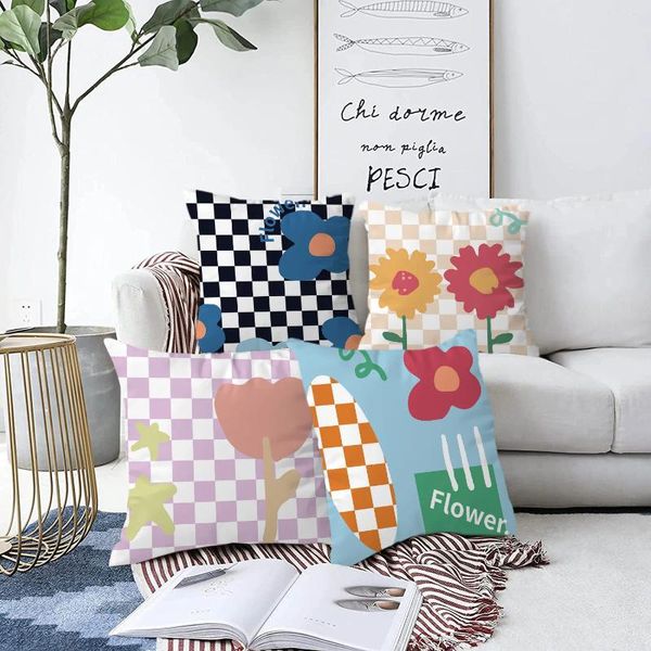 Almohada de pájaro chequeo decoraciones de cubierta floral para adorno casero año feliz decoración navideña 2024