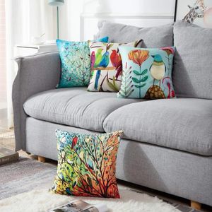 Pillow Bird Tree Linen tai-oreiller de salon Sofa Cover 50 Decoration Home Car Lumbar 40 Personnalisable