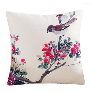 Kussen vogels bloemen print decoratieve kast amerikale country style cover 45x45 cm katoenen linnen kantoor thuis bank kunstdecor