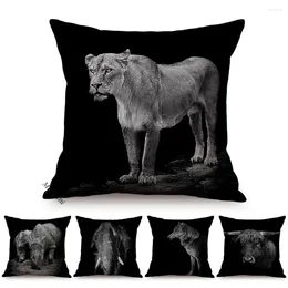 Pillow Afrique noire Grassland Animal Style Home Decor Sofa Case Lion Elephant Yak Gorilla Linen Cover Kussen 45x45