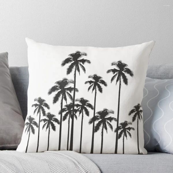 Oreiller noir et blanc, palmiers tropicaux exotiques, articles de décoration de canapé et de chambre, housses d'oreiller de noël