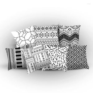 Kussen zwart en wit geometrisch abstract kussensloop aangepast moderne minimalistische autosofa vierkante cover special