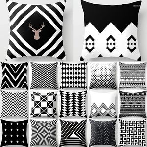 Kussen zwart -wit geometrisch gestreepte patroon vrienden tv -show kussens covers decoratief 45 s