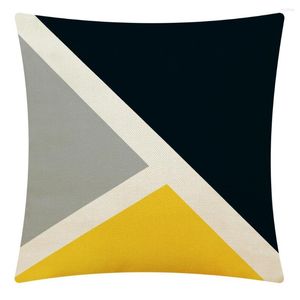 Oreiller noir et jaune série géométrique cas décor à la maison couverture pour bureau canapé voiture jeter étui 45x45cm