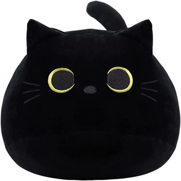 Oreiller noir chat moelleuse oreiller soft poupée de chat en peluche en peluche douce coussin de chat de conception de conception canapé-oreiller décoration poupée