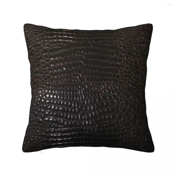 Funda para sofá Pillow de piel de cocodrilo negra