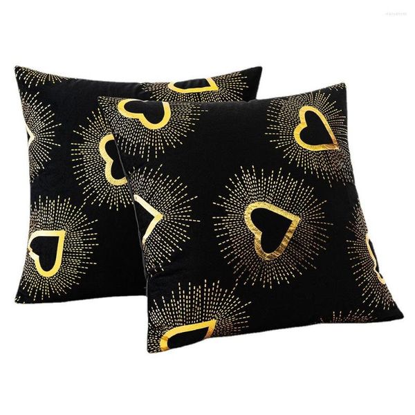 Almohada Terciopelo negro Impreso Dorado Amor Labio Funda de almohada Sofá Cubierta del coche Día de San Valentín Atmósfera Caso Housse De Coussin