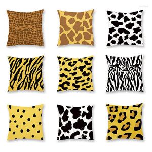 Almohada negro blanco geométrico leche vaca leopardo cebra impresión cubierta tiro coche decoración del hogar sofá cama funda de almohada decorativa