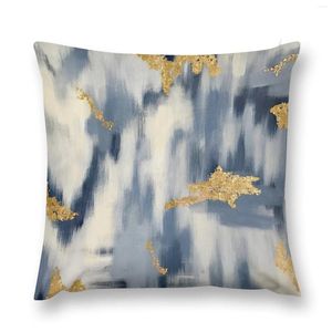 Oreiller bleu et or Ikat Abstract Throw Covers de canapé pour le canapé décoratif du salon