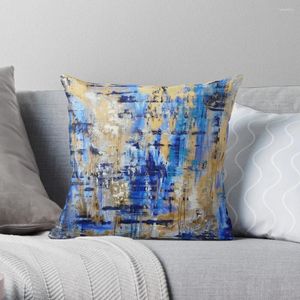 Oreiller bleu et or moderne contemporain abstrait jet art sofa décoratif canapé