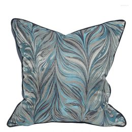 Almohada azul gris rayado americano estilo country cover de cubierta suave estuche decorativo para el sofá