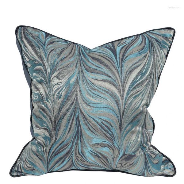 Oreiller bleu gris rayé américain couvercle doux couverture douce couleur maison décorative pour canapé