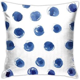 Oreiller bleu à pois irréguliers beau motif sur fond blanc taies d'oreiller pour la décoration intérieure canapé chambre taie d'oreiller 18x18 pouces