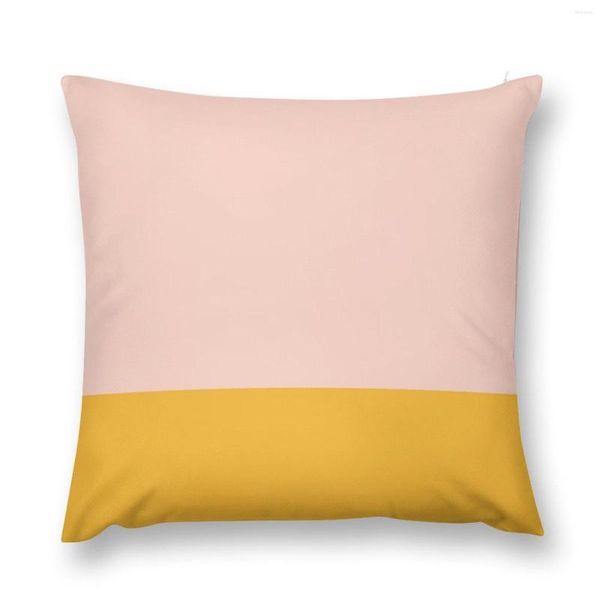 Oreiller Blush rose et jaune moutarde, bloc de couleur minimaliste, taies d'oreiller assises pour oreillers