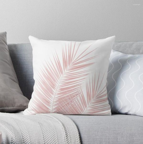 Almohada Blush Pink Palm Leaves Dream - Cali Summer Vibes #1 #tropical #decor #art Throw Fundas navideñas