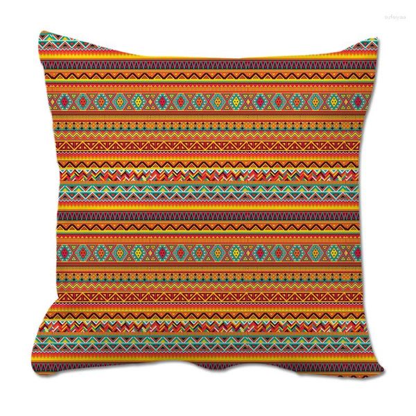 Almohada Bohemia Funda de almohada de lino suave Rayas personalizadas Impreso decorativo con relleno Decoración para el hogar