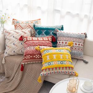 Oreiller bohème couvre avec frange Boho couverture 45x45 luxe oreillers décoratifs pour canapé-lit coton jeter S chaise