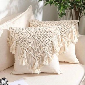 Kussen boho decoratieve worpdeksels met kwastje voor bankbedbank Morokos lumbale tufted kussensloop 45x45 Home Decor