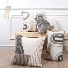Oreiller boho boucle marocaine en velours caisse d'oreiller beige gris grislip décoration de maison luxe tufted pour canapé-lit couvre-lit