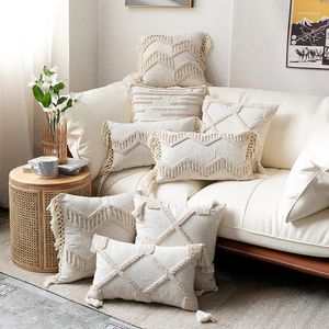Taie d'oreiller à glands style Boho, housse en coton de Style nordique marocain pour salon, canapé, décoration de la maison, 30x50cm, 45x45cm