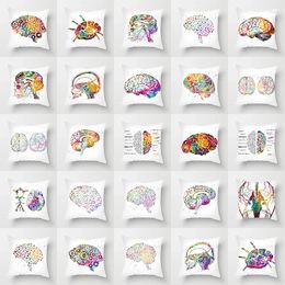 Oreiller du cerveau couvercle décor aquarelle coloré de taies d'oreiller colorée