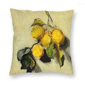 Housse d'oreiller branche de citrons, housse carrée pour canapé, décoration de maison, peinture de Claude Monet, 45x45