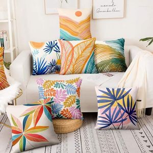 Kussen heldere moderne tropische tropische bloemenprint kussensloop gouden uur palmen decoratieve kussens home decor sofa throw case