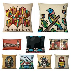 Pillow British Art Painting Imprimer Case Egyptian Pharaoh Matryoshka Doll Decor Decor Sofa Throw Cover Almofadas Decorativas