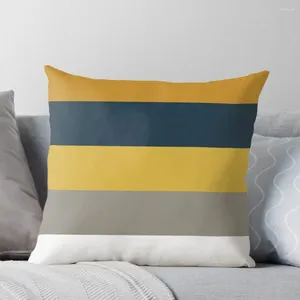 Patrón de rayas anchas de almohada en luz y mostaza oscura amarilla gris blanco azul marino azul marzo sofá cubierta s