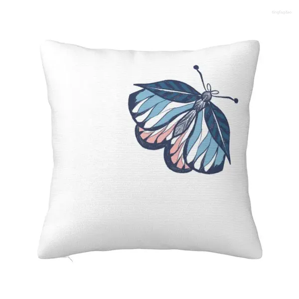 Oreiller papillon couvre Vintage plante insecte fleur feuille plaine chaise taie d'oreiller carrée