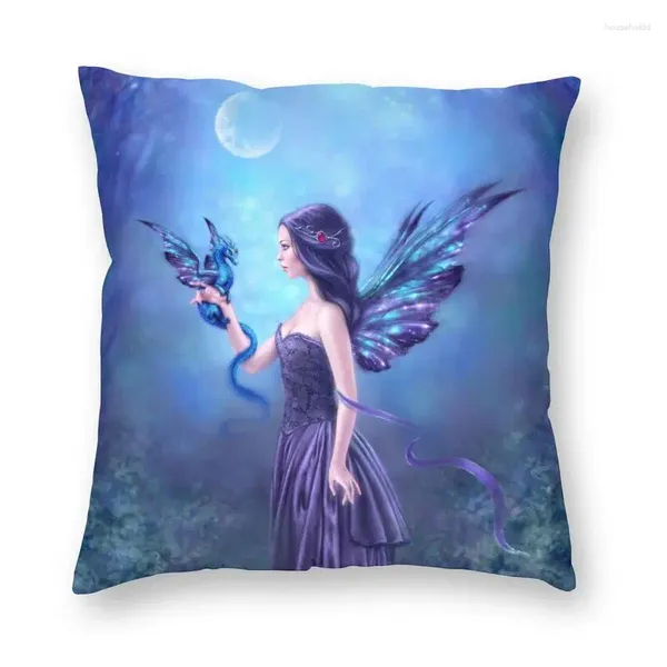 Almohada mariposa hada y cubierta de dragón alas niña arte de fantasía funda de suelo para sala de estar funda de almohada de moda decoración del hogar