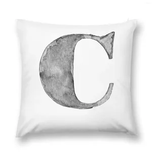 Kussen C Letter Monochrome Alphabetword Waterverkolm Zwart -en wit Gray Throw Christmas Decorations for Home 2024