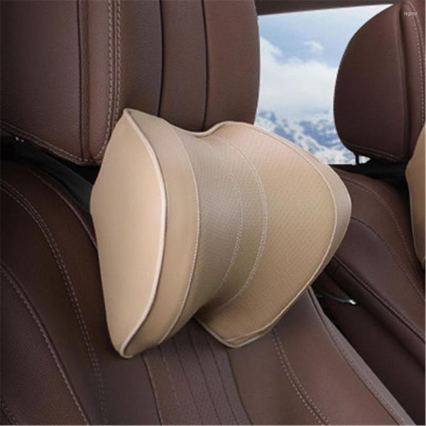 Oreiller siège de voiture appui-tête en cuir PU cou mousse à mémoire de forme rebond lent voyage conduite soutien de la tête soulagement de la douleur