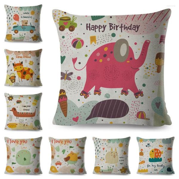 Couvre animal de bande dessinée pour enfants pour enfants Sofa Mignon Elephant Chien d'oreillers Nordic Style Polyester Case 45x45cm