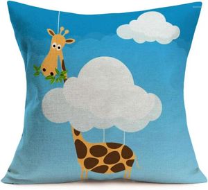 Couverture de dessin animé décoration mignonne girafe mouton maison siège lin carré canapé-ouèce canapé 40x40cm