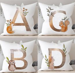 Almohada dibujos animados de jirafa estampado con asiento blanco con 45x45 cm cubierta decorativa sofá habitación para niños