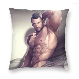 Oreiller dessin animé homme musclé gym gay lgbt sexy art corporel couvertures canapé salon