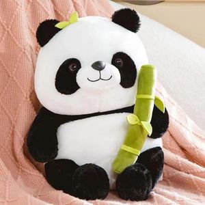 Oreiller poupée Panda de dessin animé avec Tube en bambou, câlin en coton Super doux pour canapé et voiture