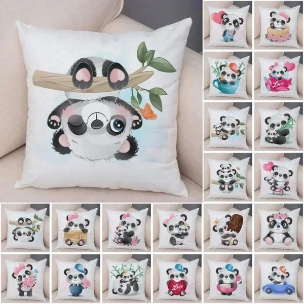Oreiller caricature panda coussins pour enfants décor de chambre à coucher kawaii jet taise d'oreiller canapé canapé-caras de chaise carrée couverture carrée