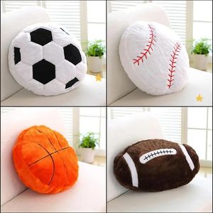 Kussensloop 1Pc Zacht Pluche Bankkussen Sportkussens Kussen voor Woonkamer Home Decor Creatief Basketbal Voetbalvormig Kussen Geschenken 231013